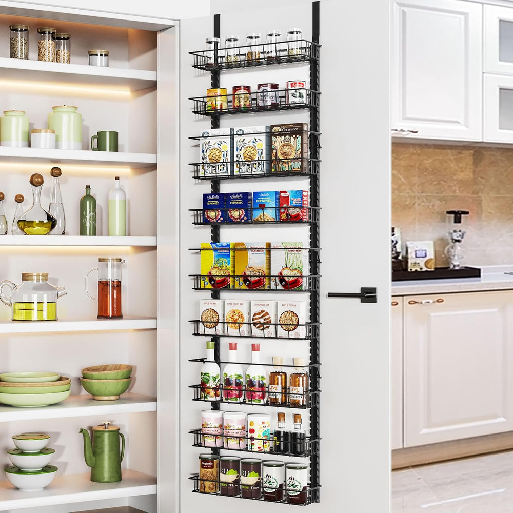 Churboro 9 Tier Over Door Pantry Organizer, 2-in-1 Adjustable Spice Rack