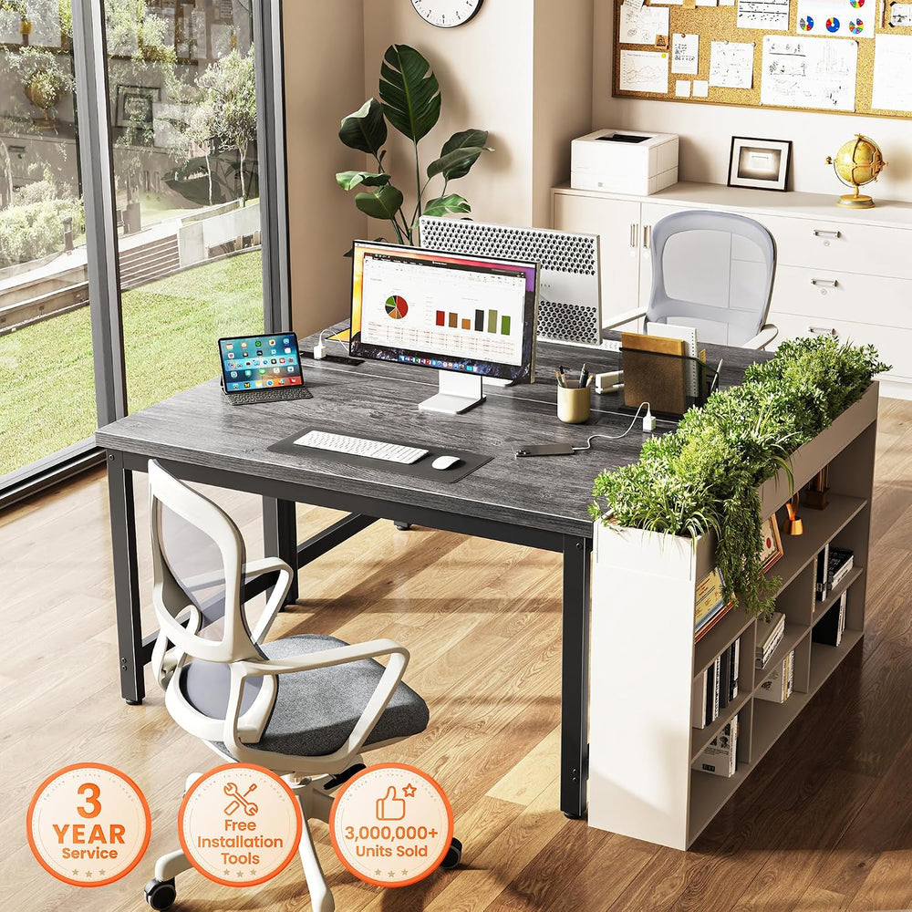 Huuger 48 x 24 inch Desk with Power Outlets & 0.95 Inch Thicker Desktop