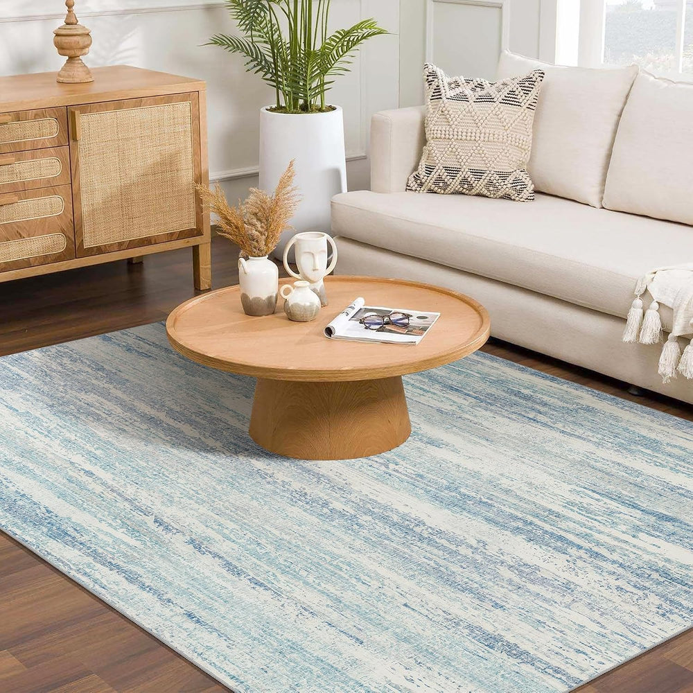 MUJOO Washable Rug 4x6.5 Area Rugs Low Pile Non Slip Modern