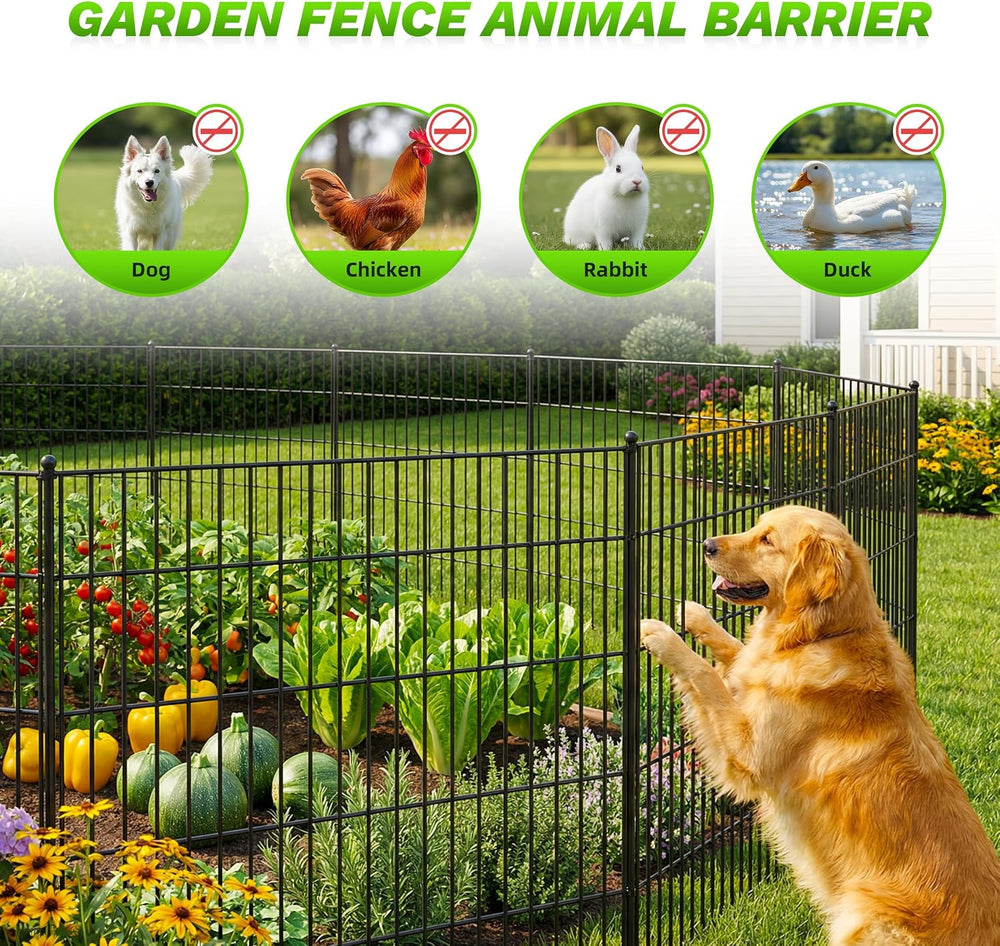 Toolterritary 15 Panels No Dig Decorative Garden Fence with Gate, 40in(H) x 3...