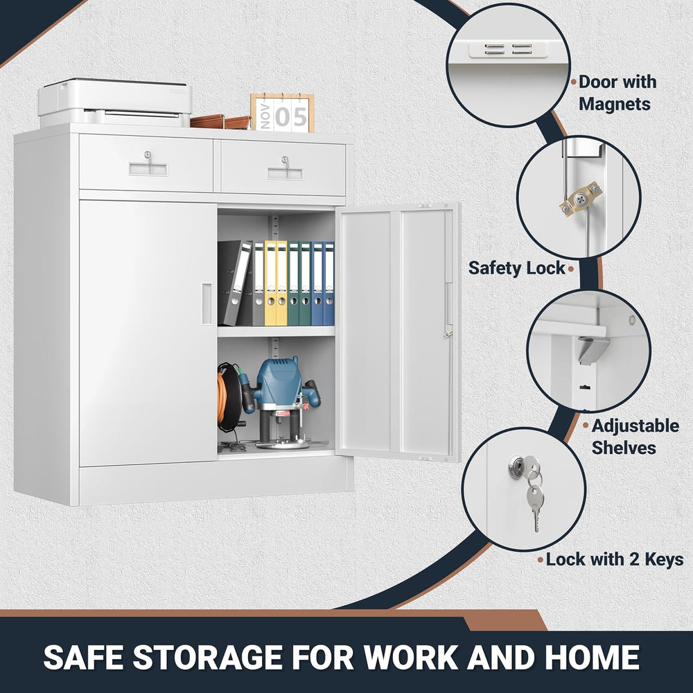 BESFUR Metal Storage Cabinet, Garage Storage Cabinet with 2 Drawers and Adjus...