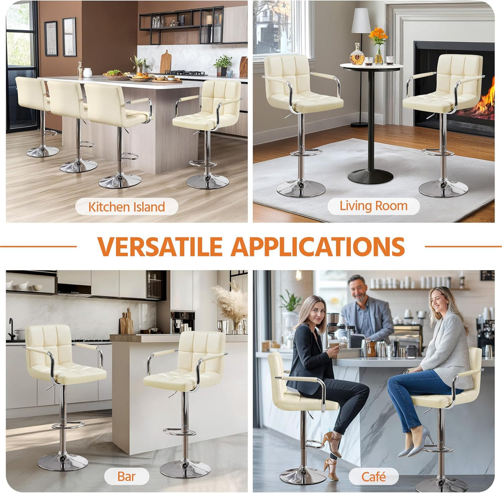 Topeakmart 2PCS Swivel Chairs Adjustable Bar Stools Kitchen Chairs with Large...