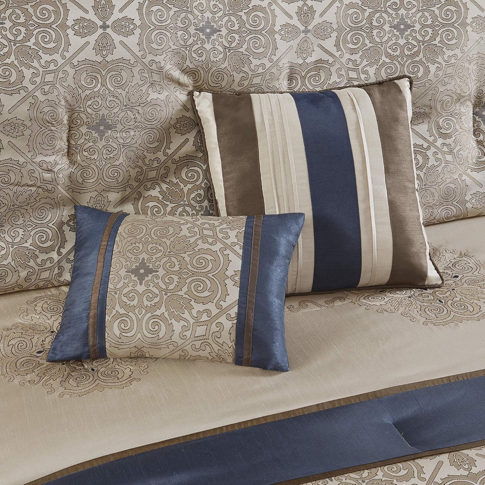 Madison Park Essentials Queen Comforter Set, 24 Piece Room in a Bag Navy
