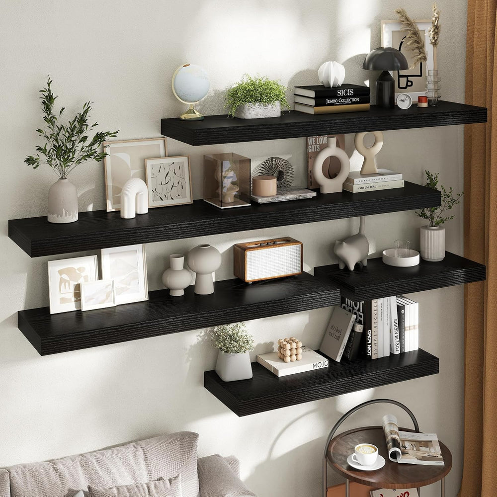 12 inch Deep Floating Shelves for Wall, 36" Wide, Black Finish, 1-Pack