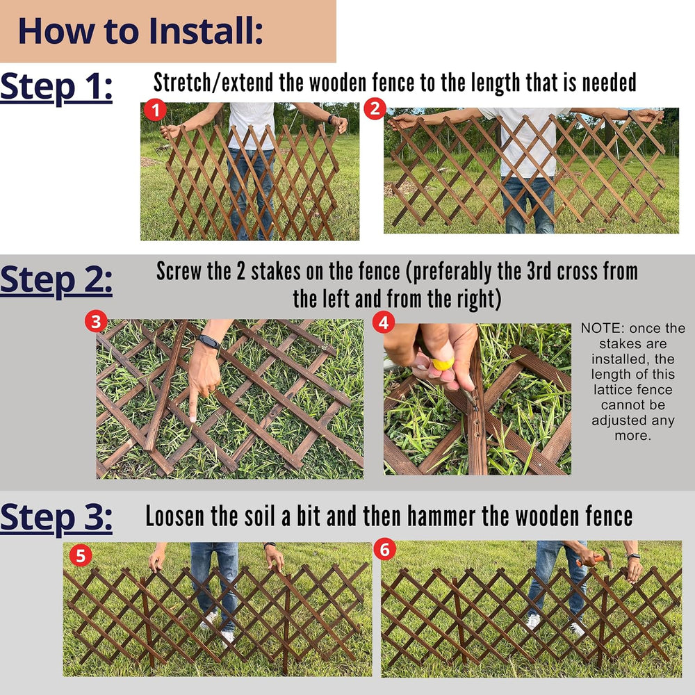 ShopLaLa Decorative Wooden Garden Fence (4 Pack, 24ft Total) Animal Barrier