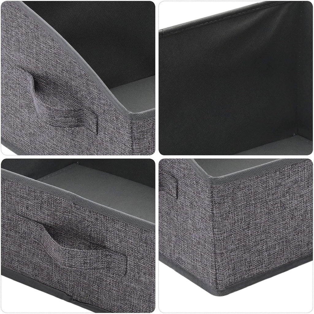 TENABORT 6 Pack Trapezoid Large Foldable Closet Storage Bins with Handle, Fabric Storage Organizer Cube Colth Containers Linen Box Shelf Baskets for Clothes Clothing Shelves Wardrobe