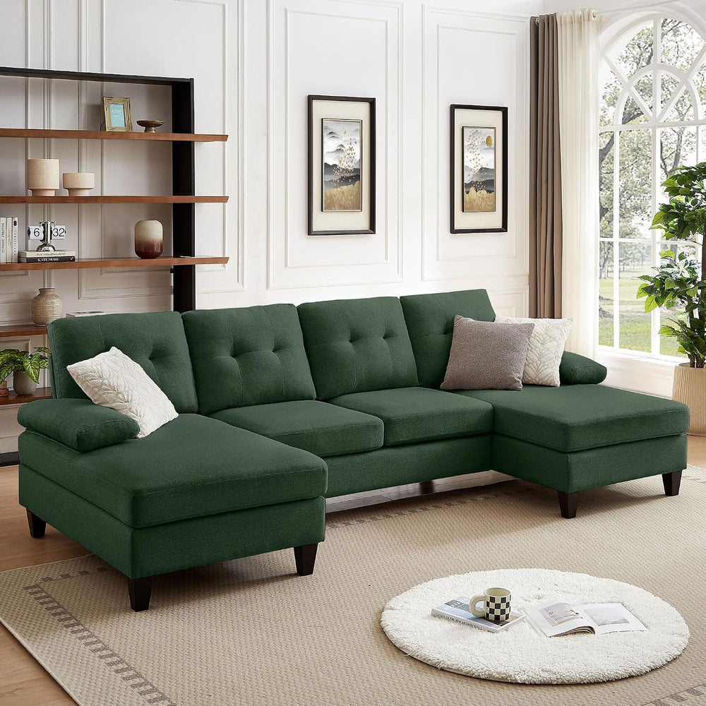 Sectional Couches for Living Room, Modern Linen Fibre U Shaped Sofa Couch wit...