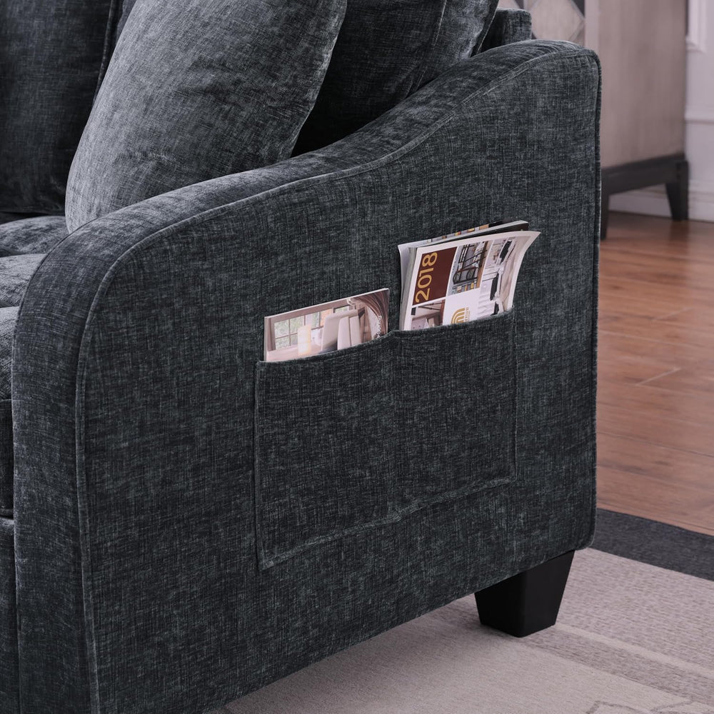 ERYE Chenille Tufted Loveseat Sofa and Ottoman Set