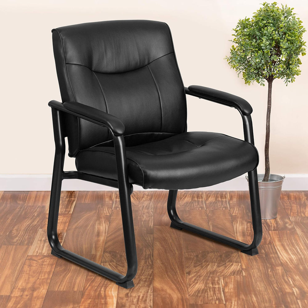 Flash Furniture Hercules LeatherSoft Reception Side Chair, Black
