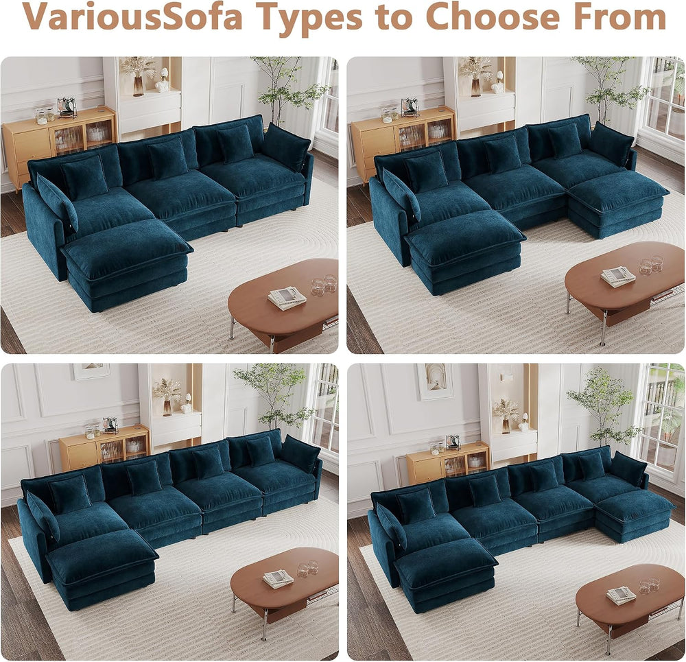 mikibama Luxury 2 Piece Sofa Set, 2 Pieces of Loveseat Sofa, Modern Chenille ...
