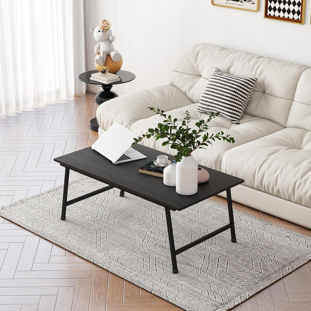 Low Coffee Table Foldable,Simple Modern Rectangular Center Table,Black Sand