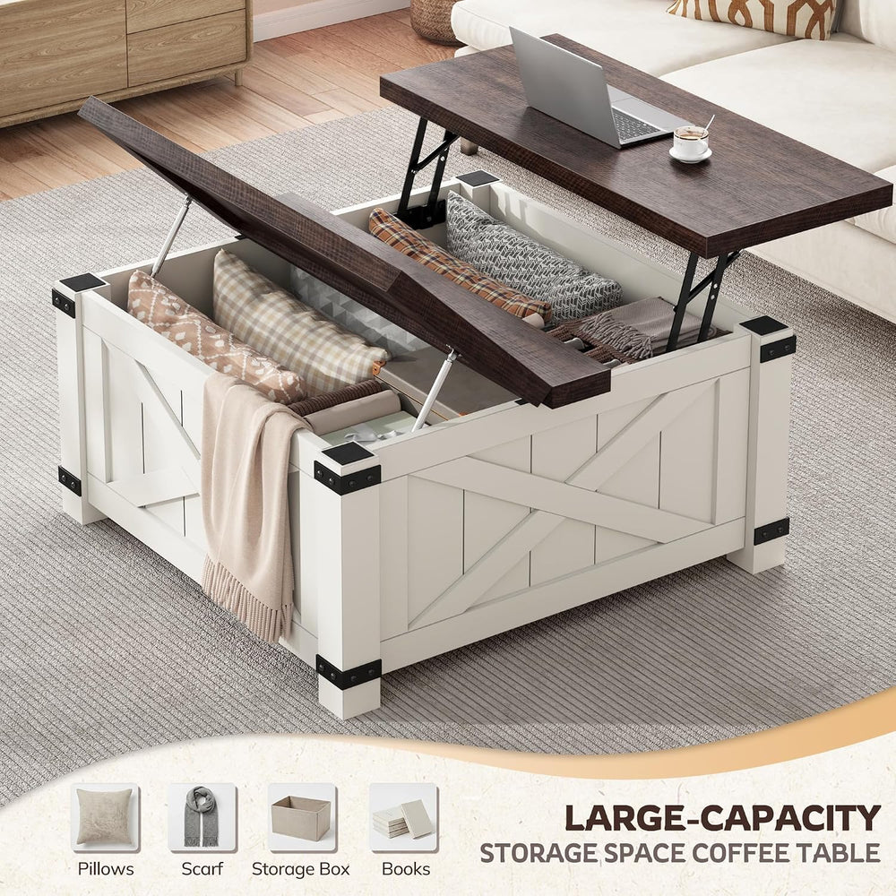 EnHomee Lift Top Coffee Table with Storage, 35.7" W Square Coffee Tables...