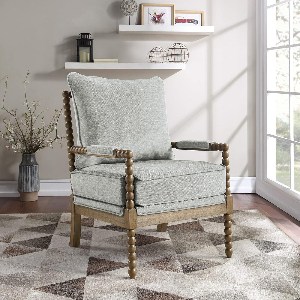 OSP Home Furnishings Fletcher Spindle Accent Chair with Rustic Brown Finish, ...