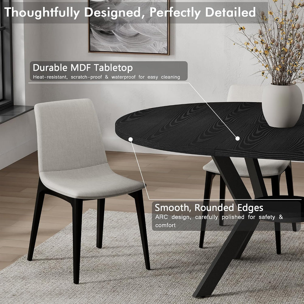 42"-58" Extendable Round Dining Table for 4-6 with Built-in Flip Leaf