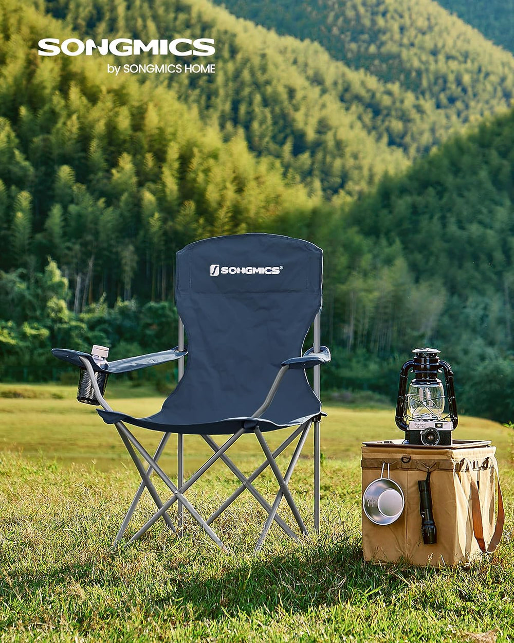 SONGMICS Set of 2 Folding Camping Chairs, Max. Load Capacity 330.7 lb