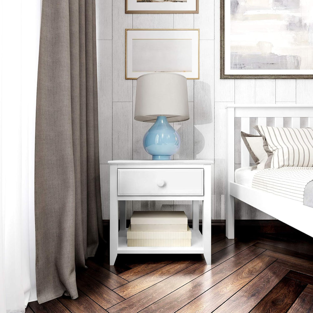 Plank+Beam Nightstand with Drawer and Shelf, White