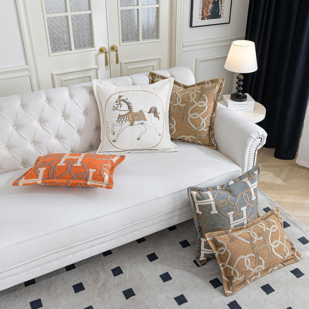 1 Piece Modern Letter H Throw Pillow Cover 20x20 Inch, Light Brown