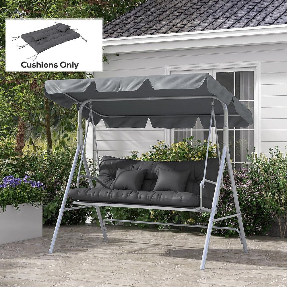 Outsunny 59" Tufted Bench Cushions & Throw Pillows 4 Piece Charcoal ...