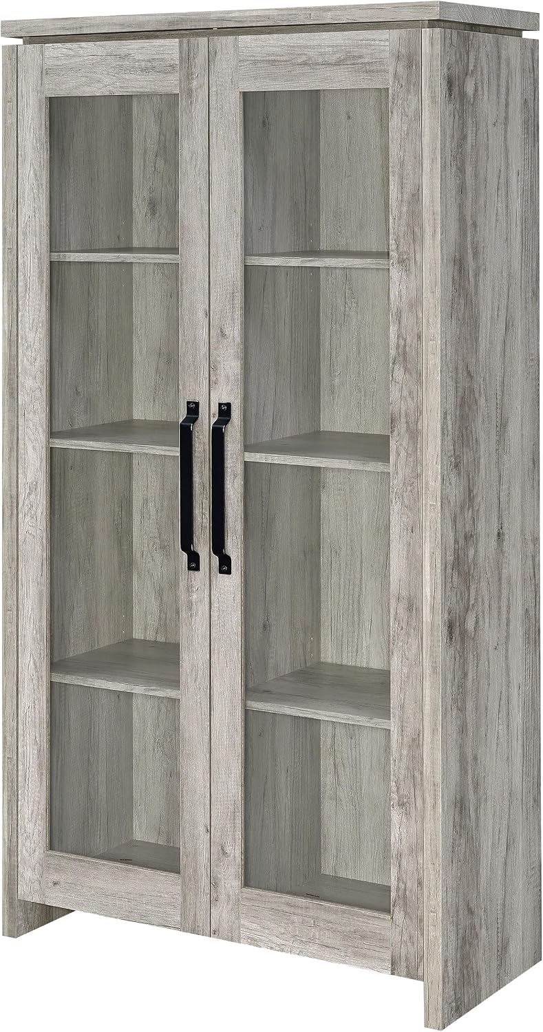 Coaster Alejo 35-Inch Display Cabinet with Storage, Grey Driftwood 950783