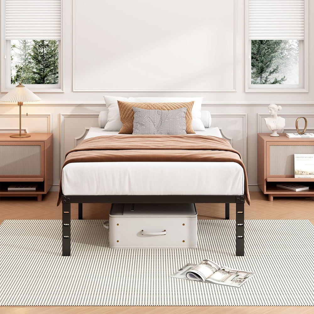 Hafenpo 14 Inch Twin Bed Frame, Under Bed Storage, Black