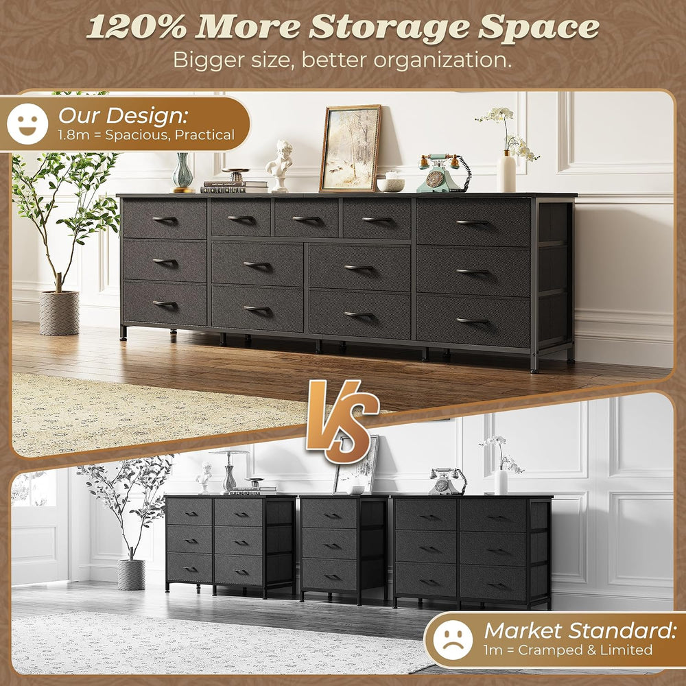 Huuger 70 Inch Long Dresser for Bedroom, TV Stand for 65, 75, 80 Inch TV