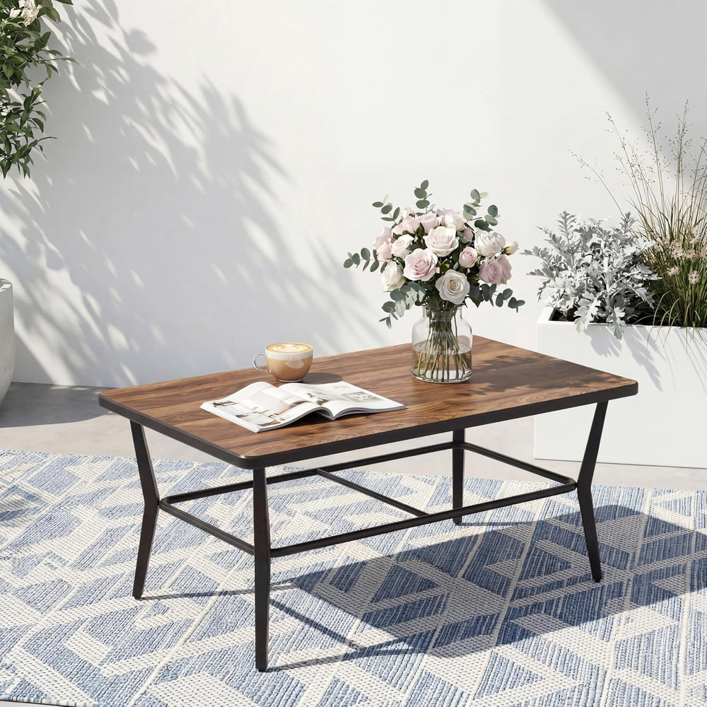 ALAULM Outdoor Coffee Table, 47" Rectangle Metal Patio Coffee Table with...