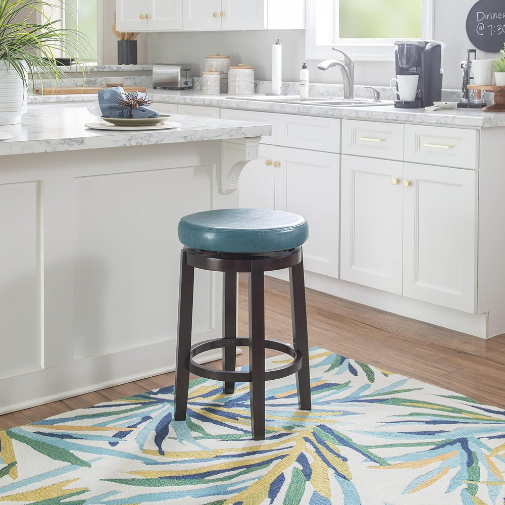 Linon Maya Counter, Brown Stool, 24", Teal