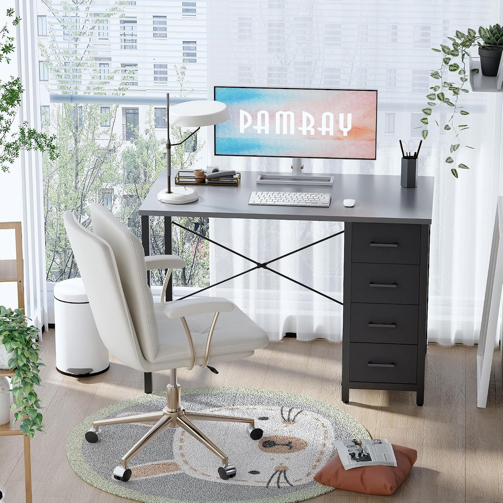 Pamray 32 Inch Computer Desk with 4 Drawers Small Office Desk for Home Bedroo...