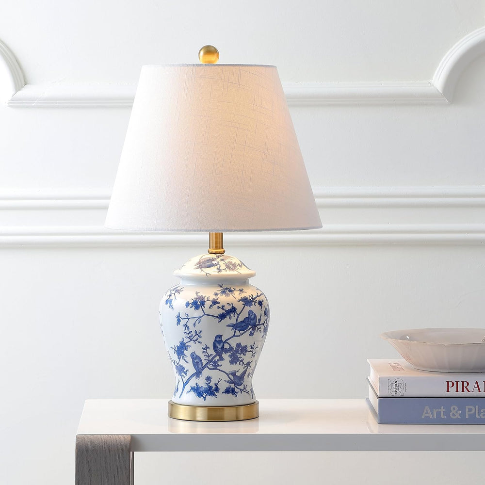 JONATHAN Y Penelope Ginger Jar 22" LED Table Lamp, Blue/White