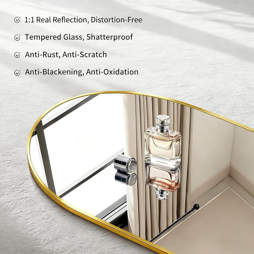CIRCUMI Arched Wall Mirror, 36"x40" Gold Arched Mirror for Bathroom