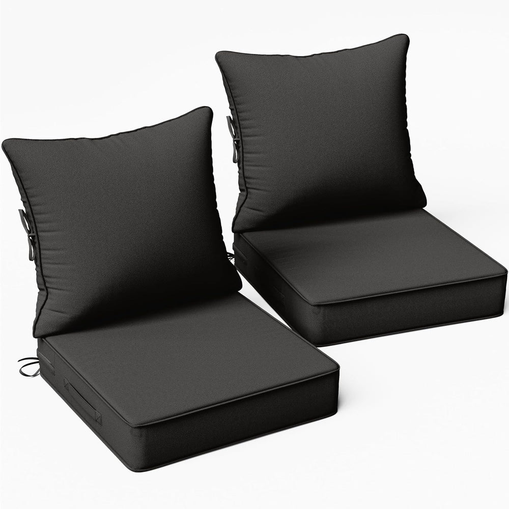 2Pcs Outdoor Seat Cushions 19×19, Waterproof for Patio Chairs, Black