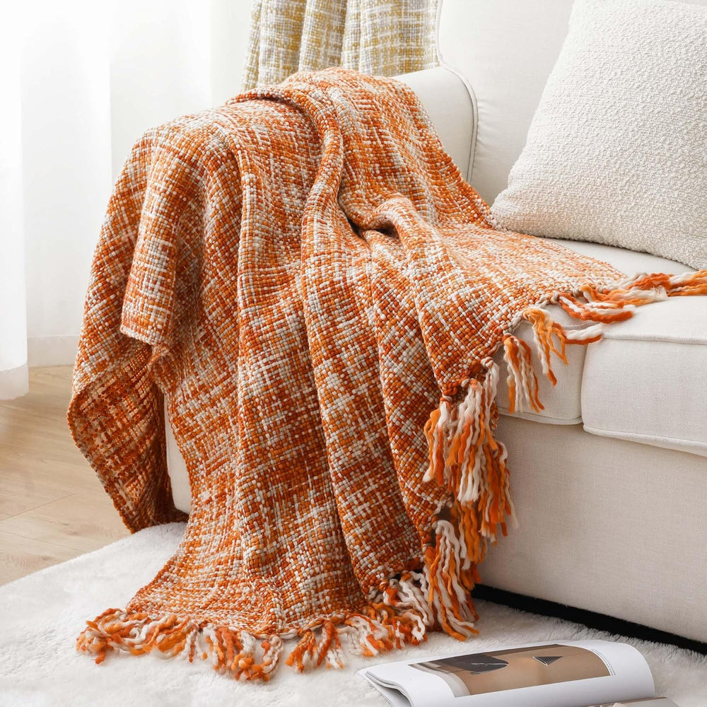 Battilo Orange Throw Blanket for Couch,50"x60"