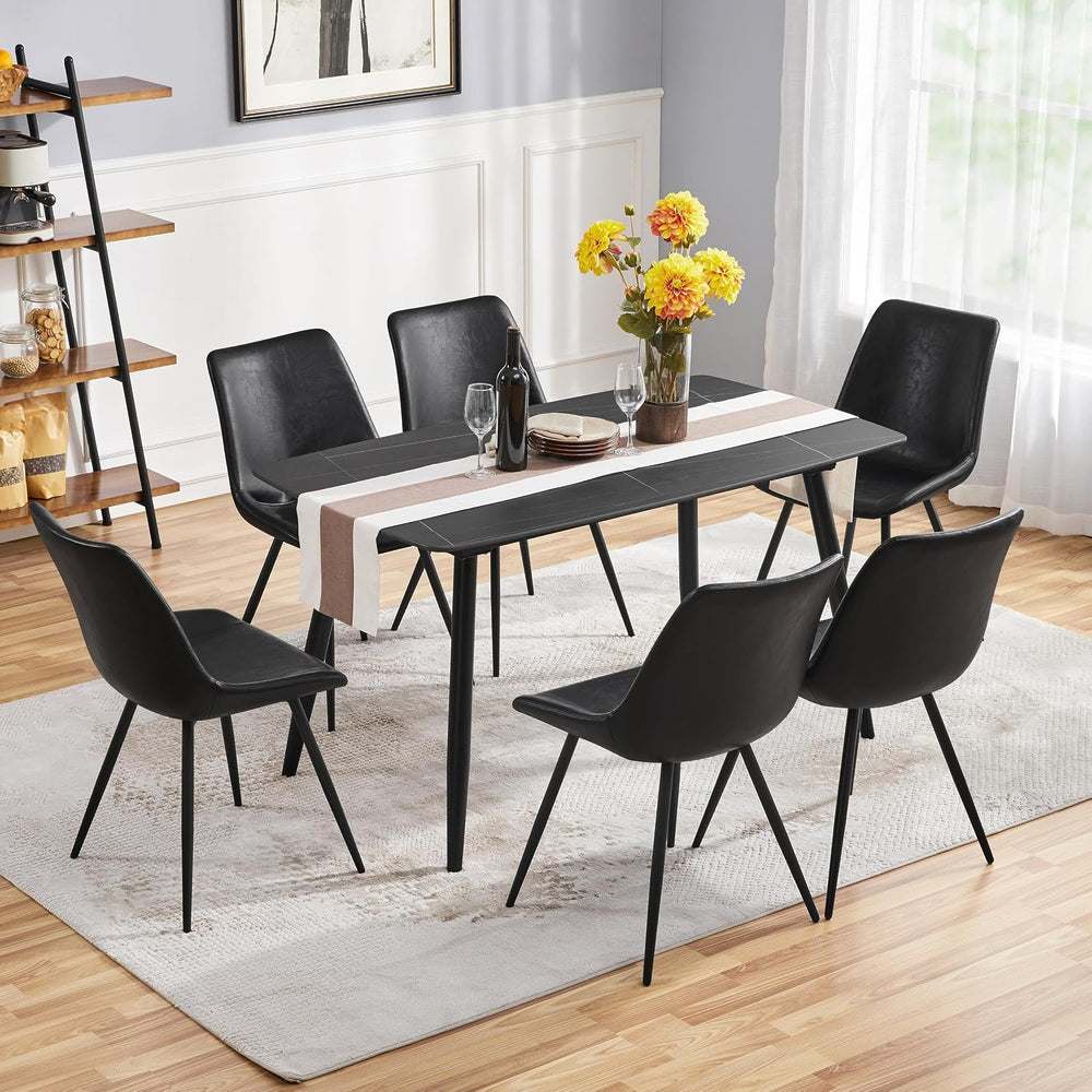 Yaheetech Dining Chairs Set of 6 Mid Century Modern Kitchen Chairs Black