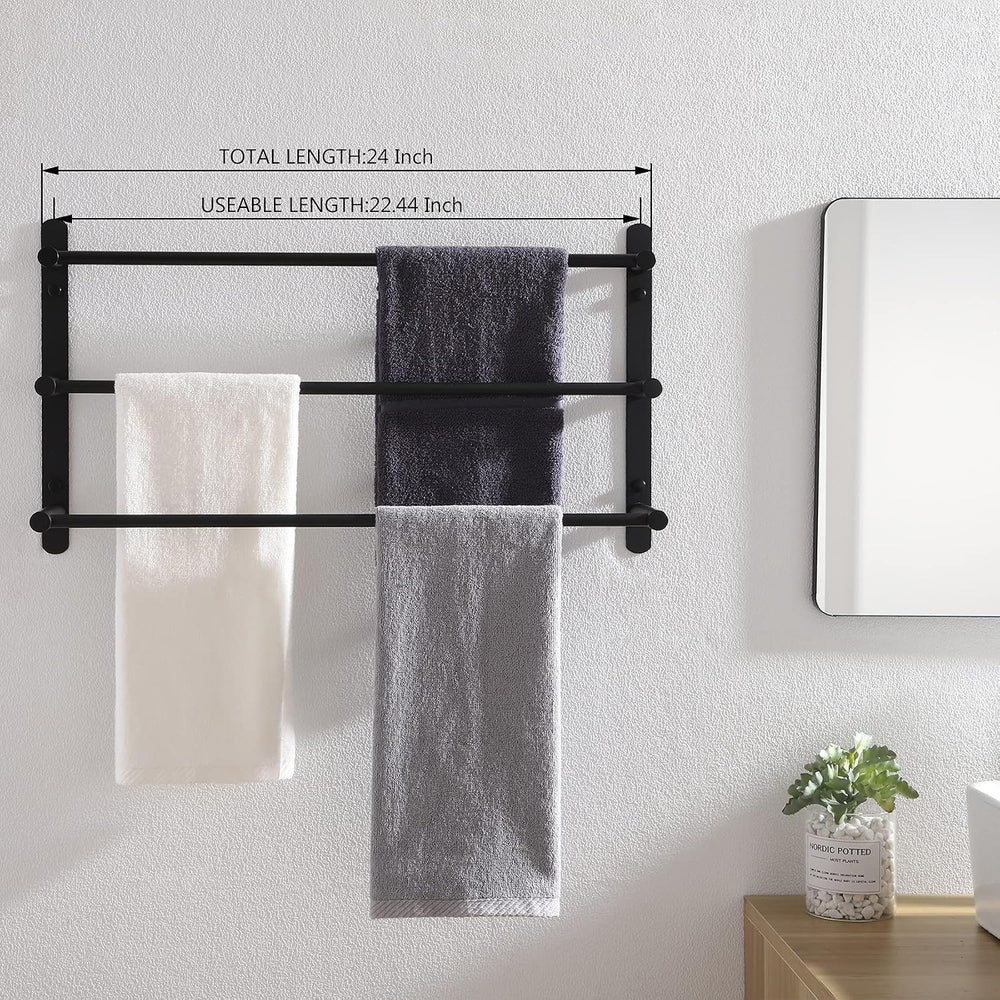 KOKOSIRI Bath Towel Bars Matte Black Bathroom 3-Tiers Ladder Towel Rails Wall...
