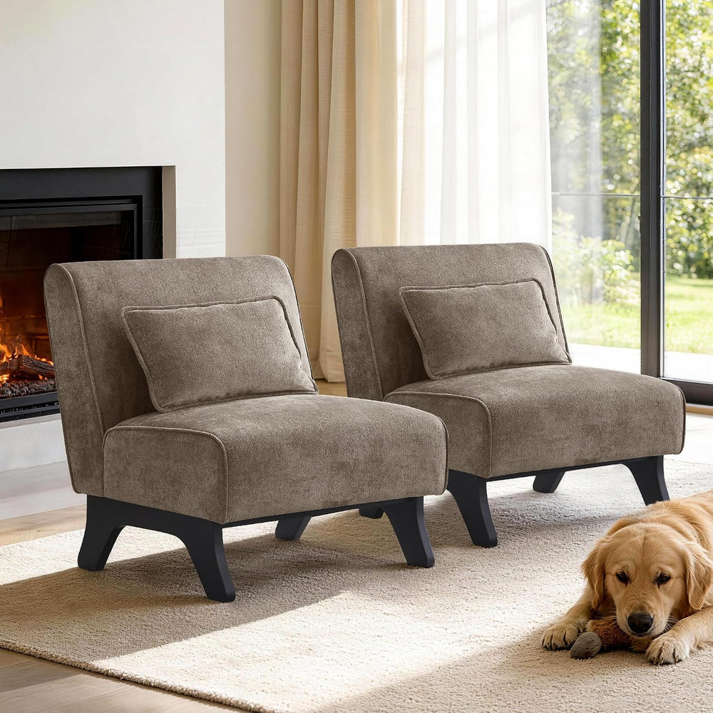 Armless Accent Chairs Set of 2 Upholstered Living Room Side Chairs
