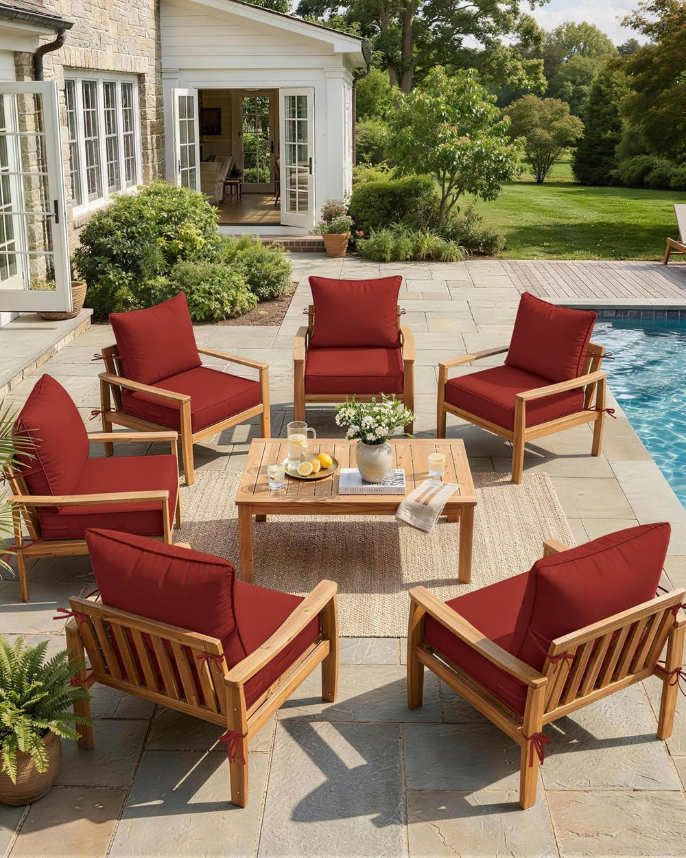 Outdoor Chair Cushion Set of 6, 19x19x4 Waterproof Fade Resistant