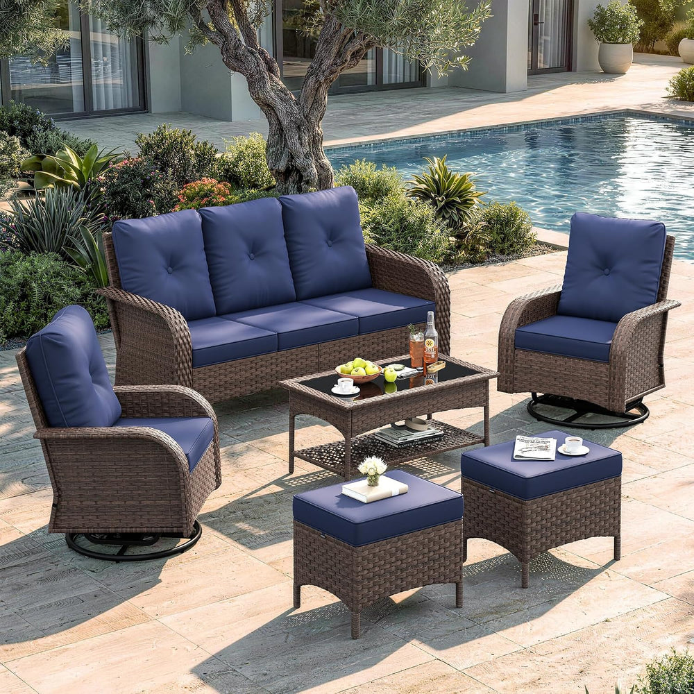 UDPATIO Patio Furniture Set 2 High-Back Swivel Chairs Conversation Set