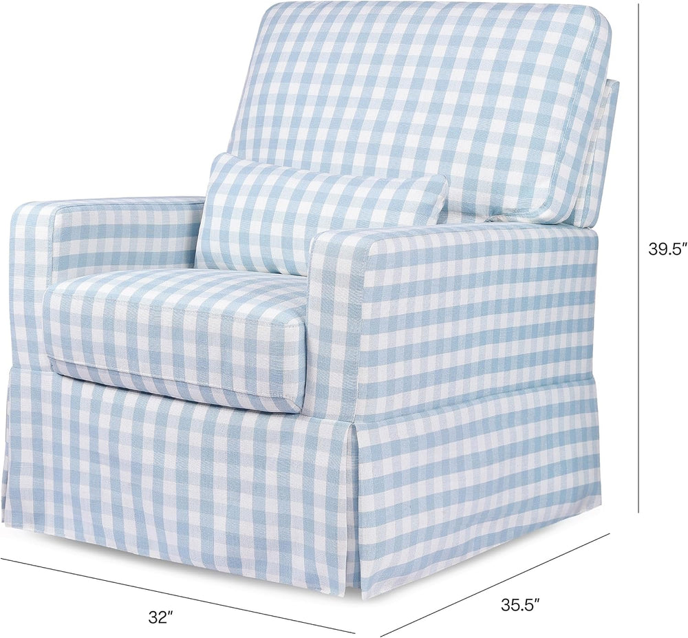 NAMESAKE Crawford Pillowback Comfort Swivel Glider, Blue Gingham
