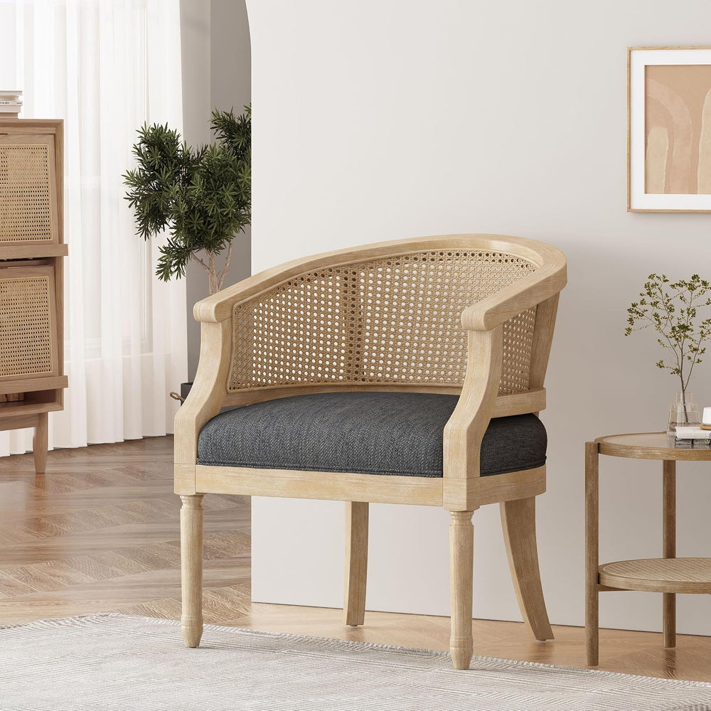 Mid Century Accent Chair, Armchair with Curved Backrest and Upholstered, Read...