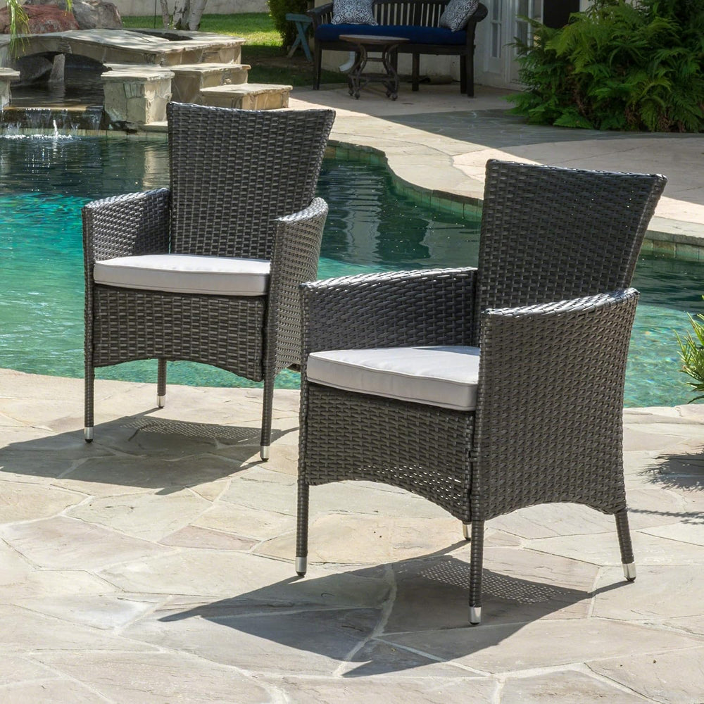 GDFStudio Christopher Knight Home Malta KD PE Wicker Dining Chairs, 2-Pcs Set...