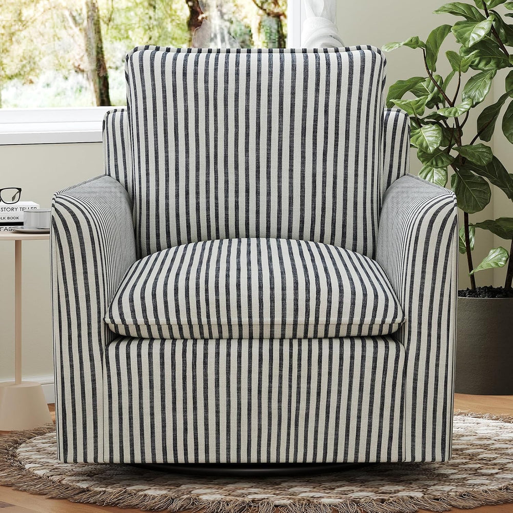 INZOY Swivel Accent Square Chair with Thick Padded Backrest Cushion, Swivel R...
