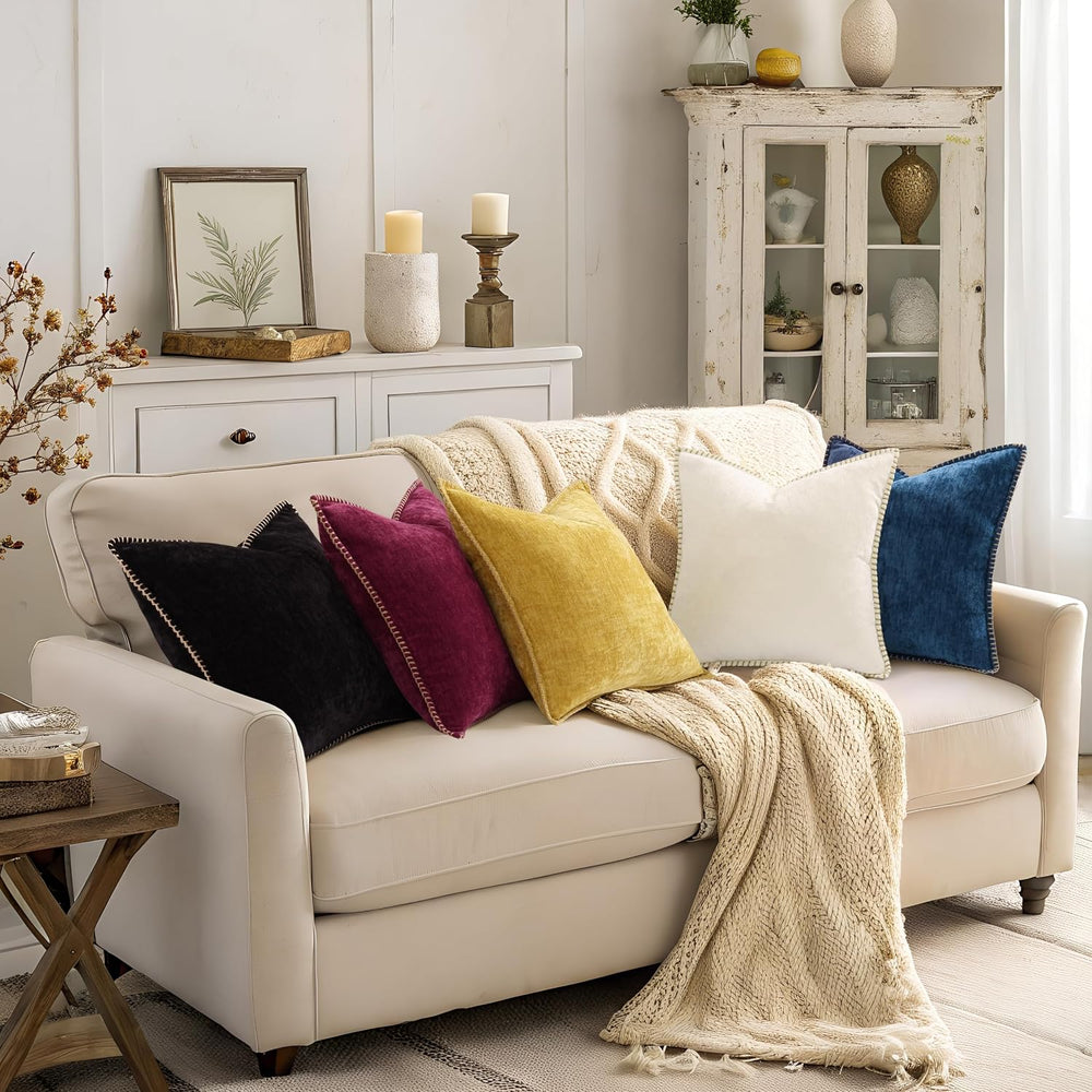 decorUhome Soft Chenille Throw Pillow Covers 24x24 Set of 2 Rhododendron