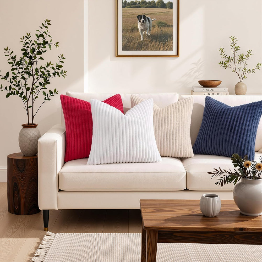 Simmore Fall Soft White Flannel Throw Pillow Covers 26X26 Set of 2