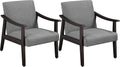 Yaheetech Accent Chairs Set of 2, Mid-Century Linen Fabric, Dark Gray