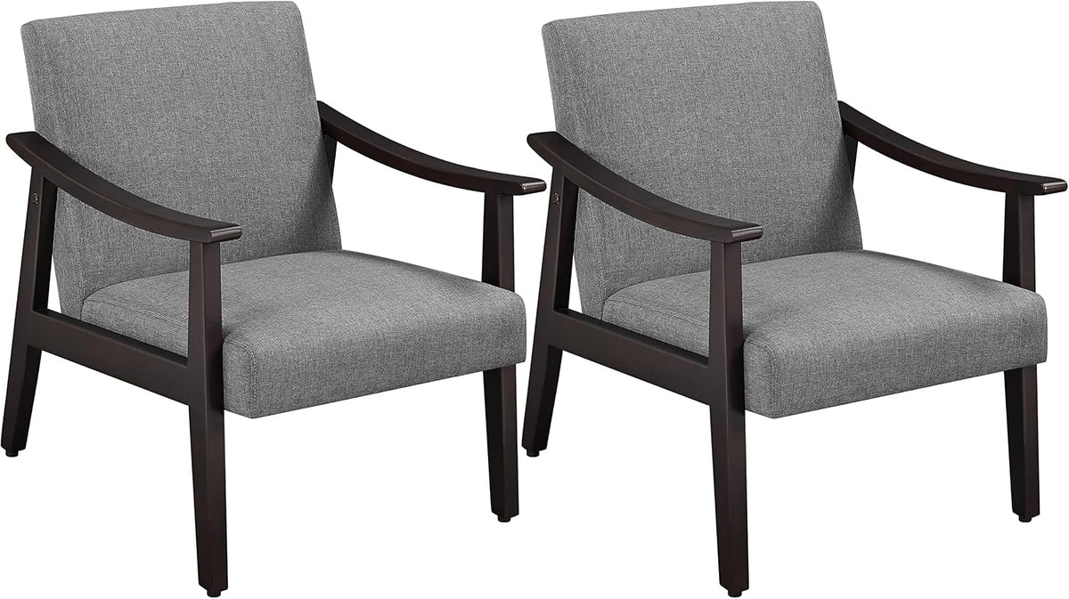 Yaheetech Accent Chairs Set of 2, Mid-Century Linen Fabric, Dark Gray