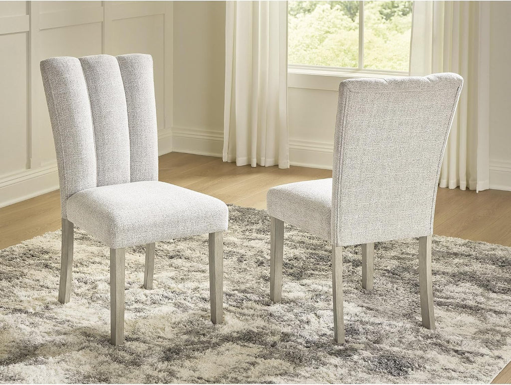 signature design by ashley upholstered dining chairs set shown in use