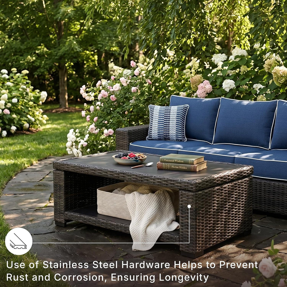 Signature Design by Ashley Grasson Lane Outdoor Wicker Cocktail Table with Al...