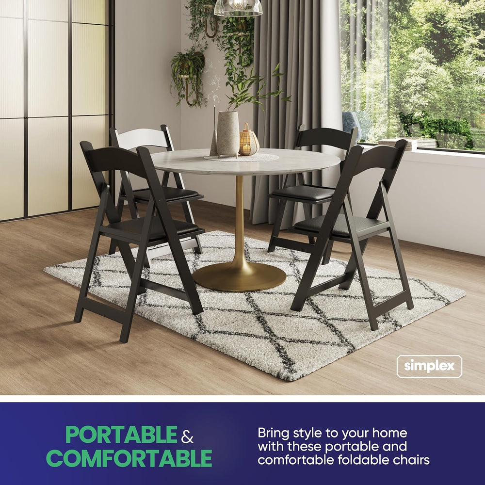 SIMPLEX 100 Black Resin Folding Chairs, Stackable Event & Party Chairs, 8...