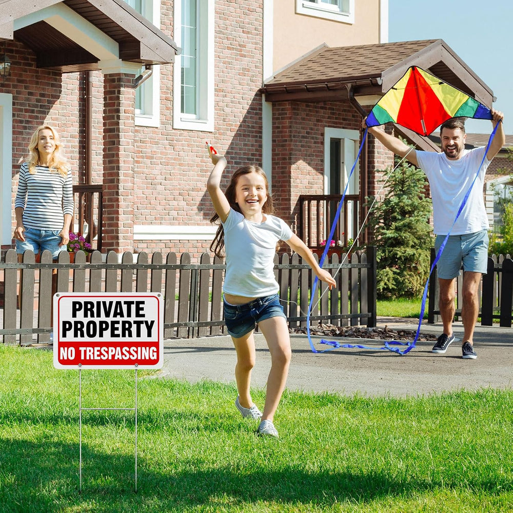 Zonon 6 Pack Metal No Trespassing Sign 12 x 8 Inch Private Property Word with...