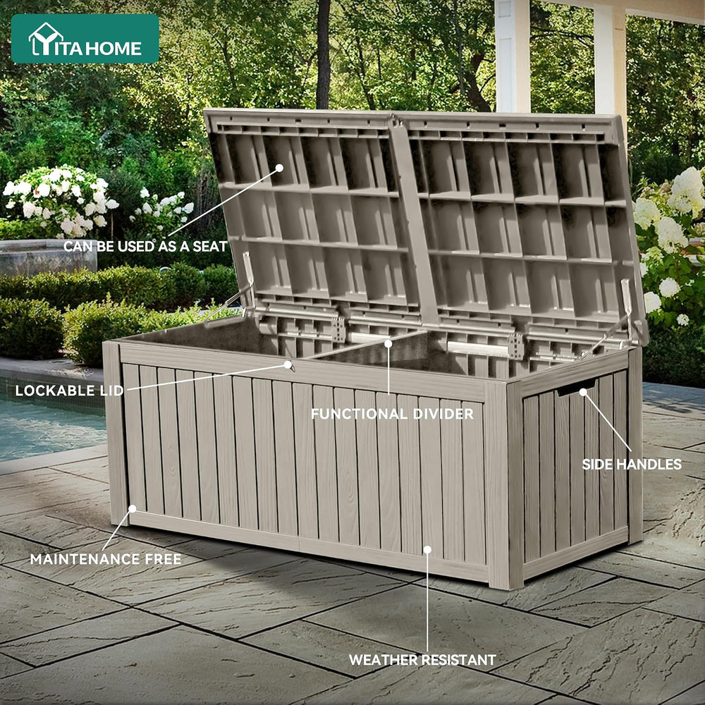 YITAHOME 180 Gallon Large Deck Box w/Divider